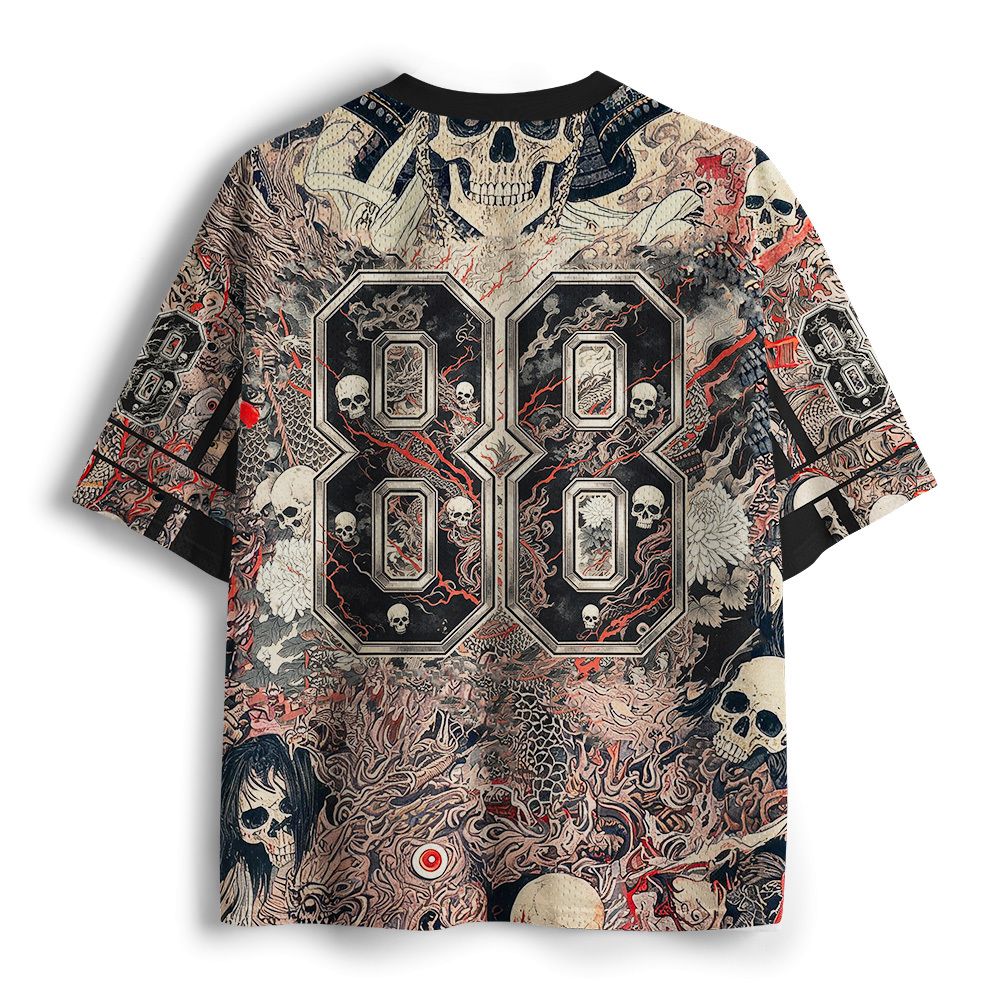 Kyoto-Lion Ukiyo-e Oni Skeleton Mesh Jersey