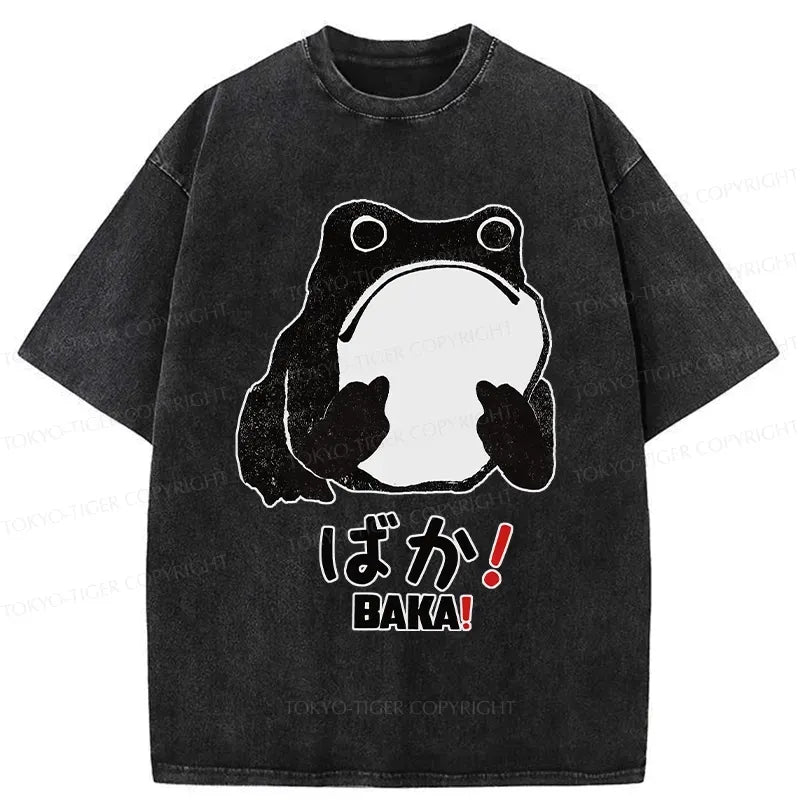 Kyoto-Lion Funny Baka Frog Washed T-Shirt