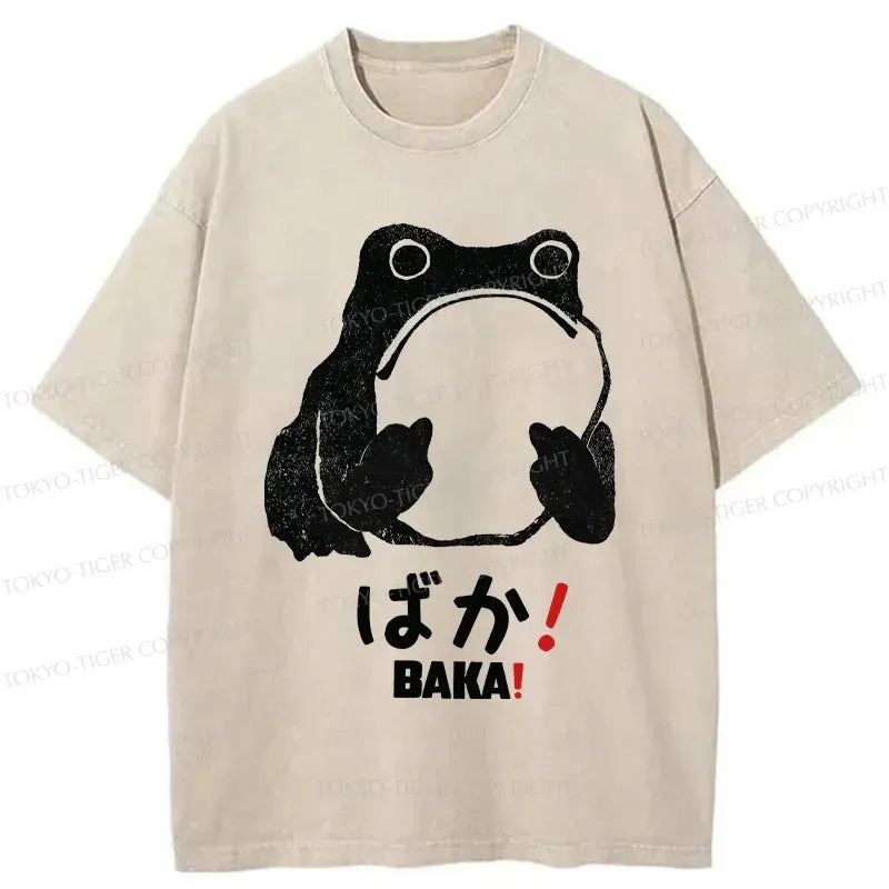 Kyoto-Lion Funny Baka Frog Washed T-Shirt