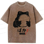 Washed Japanese Frog T-Shirt Free Shipping