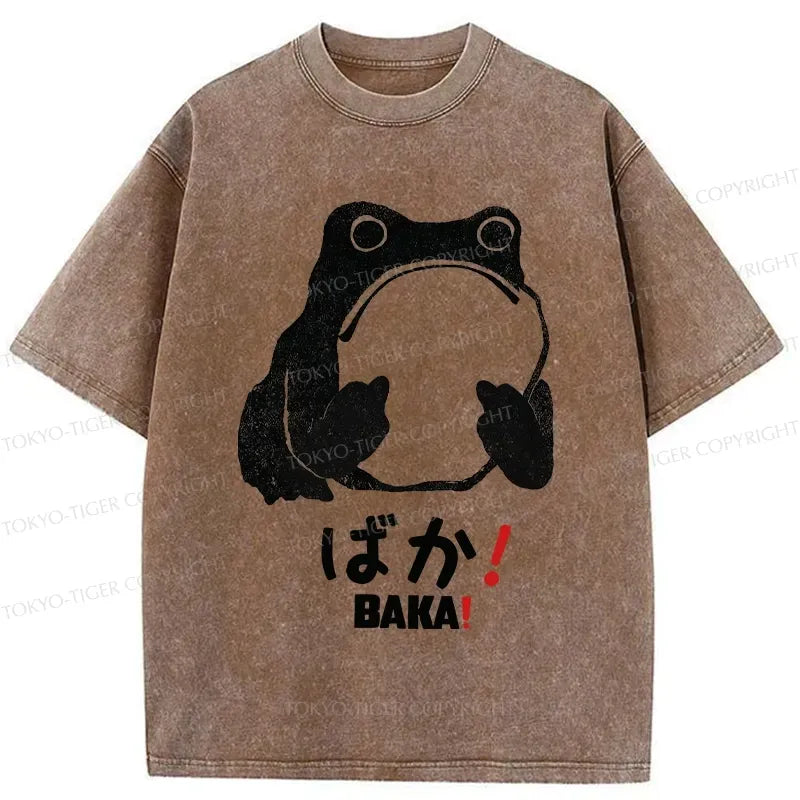 Washed Japanese Frog T-Shirt Free Shipping