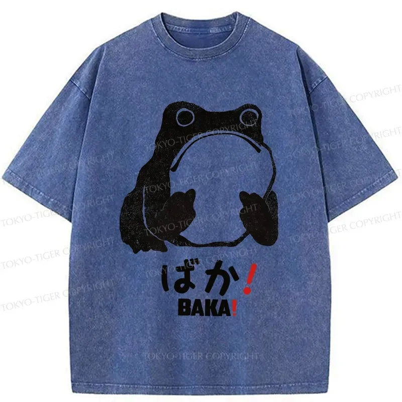 Washed Japanese Frog T-Shirt Free Shipping