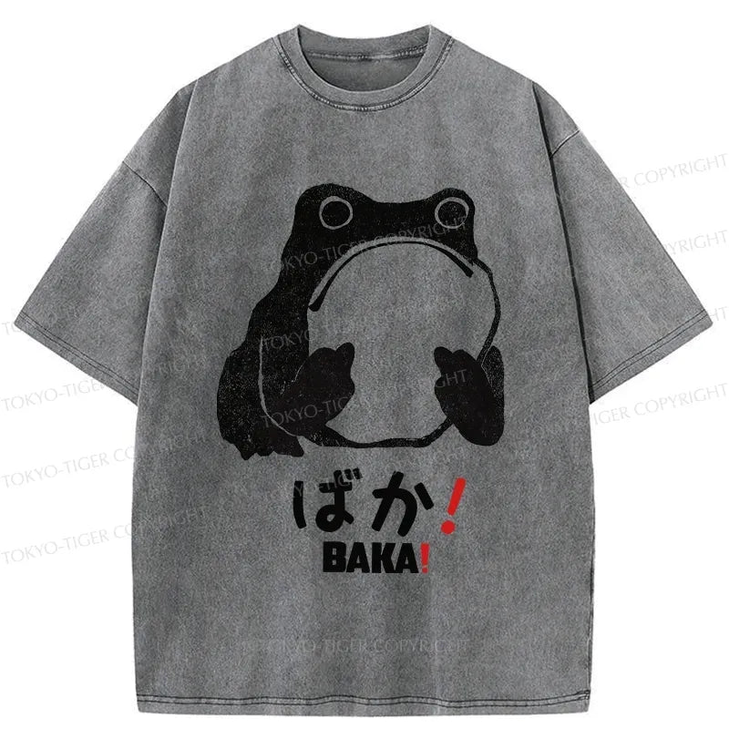 Washed Japanese Frog T-Shirt Free Shipping