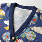 Kyoto-Lion Japanese Wind Chimes Ugly Cardigan Sweater