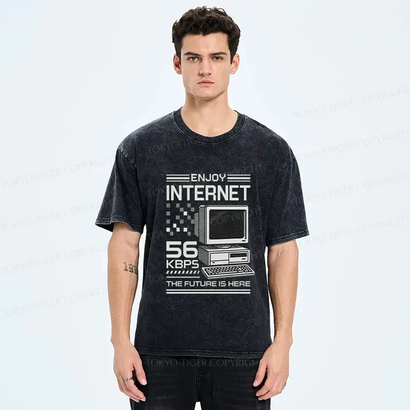 Kyoto-Lion Enjoy The Internet Washed T-Shirt
