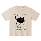 Kyoto-Lion Lazy Cat Survive Day Funny Meme Kids Washed T-Shirt
