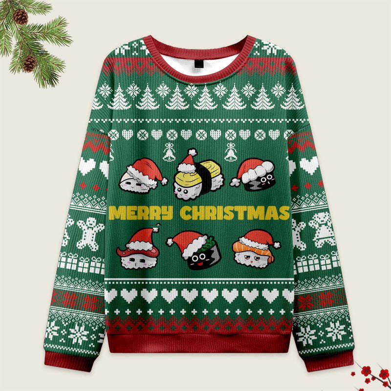 Kyoto-Lion Cute Sushi Cat Christmas Ugly Sweatshirt