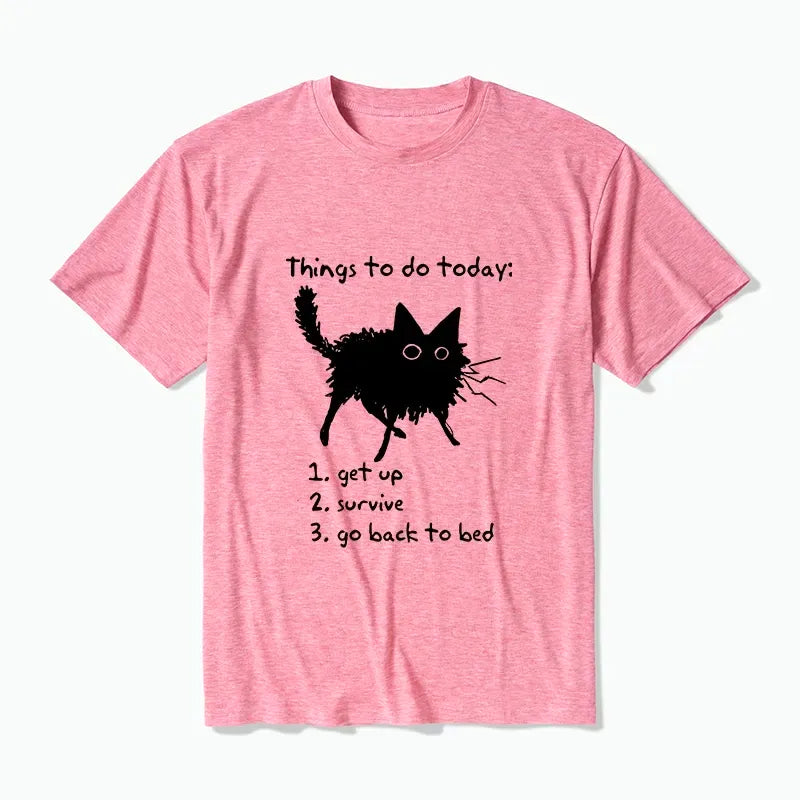 Kyoto-Lion Lazy Cat Shirt for Summer Vacation