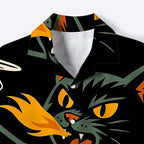 Kyoto-Lion City Destroyer Cat Monster Cuban Collar Shirt