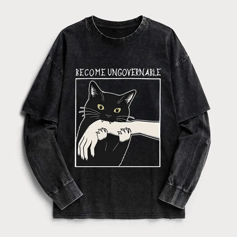 Black Cat Biting Shirt for Gift Idea