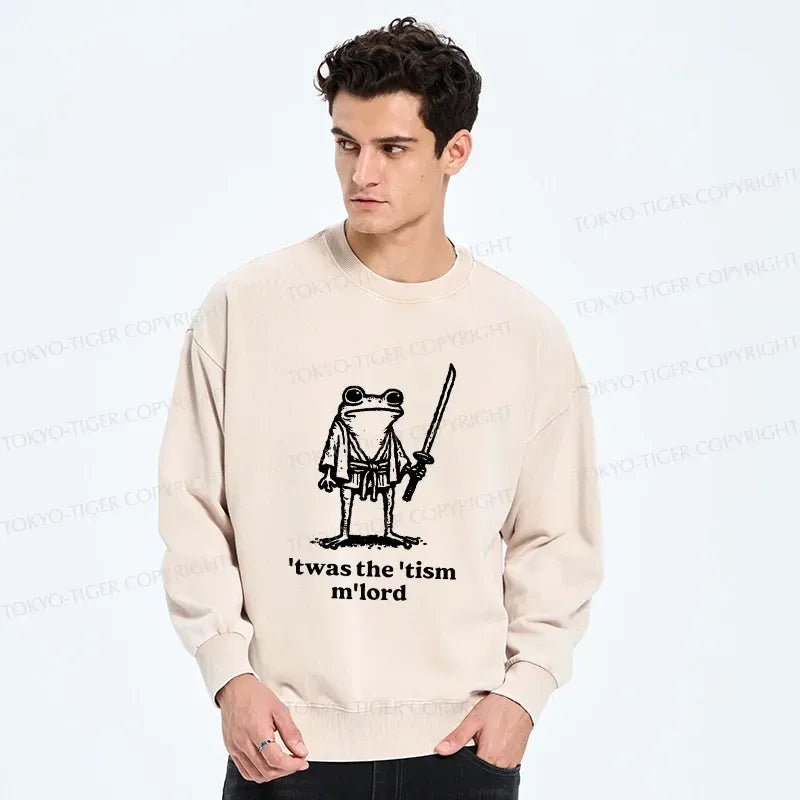 Kyoto-Lion Focused Samurai Frog Washed Sweatshirt