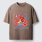 Kyoto-Lion Vintage Octopus Eating Ramen Washed T-Shirt