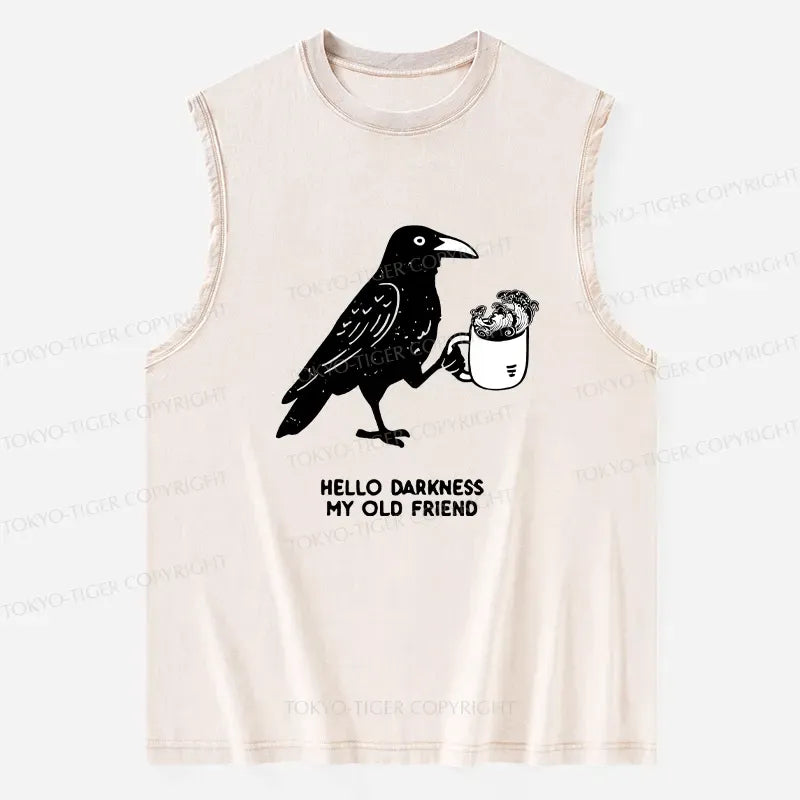 Japanese Style Crow Black Coffee Tank Top