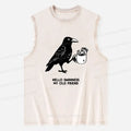 Japanese Style Crow Black Coffee Tank Top
