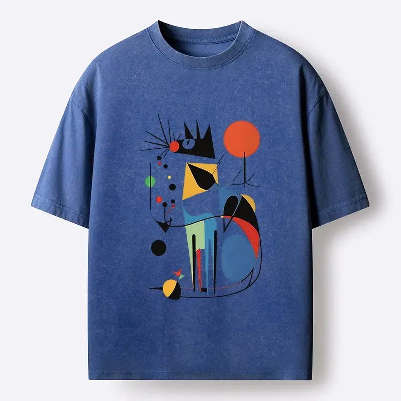 Colorful Cat Art T-Shirt for Summer