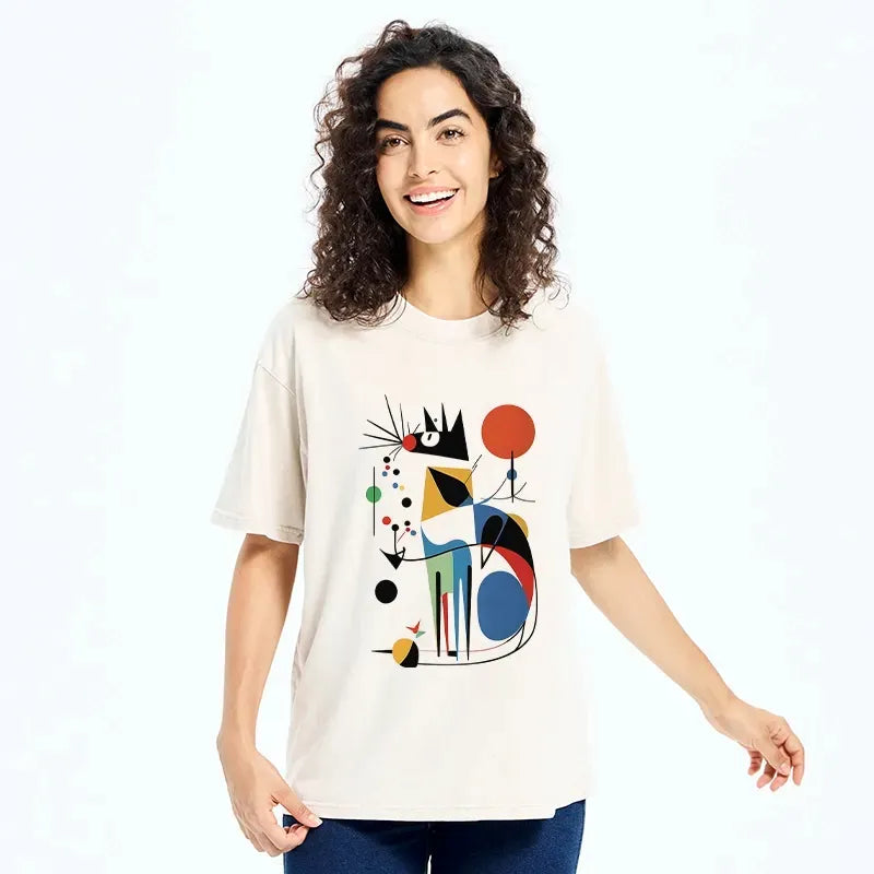 Colorful Cat Art T-Shirt for Summer
