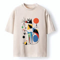 Kyoto-Lion Abstract Colorful Cat Art Washed T-Shirt