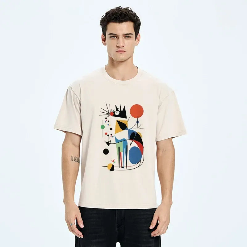 Colorful Cat Art T-Shirt for Summer
