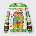 Kyoto-Lion Colorful Capybaras Fuzzy Christmas Ugly Sweatshirt