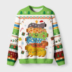 Kyoto-Lion Colorful Capybaras Fuzzy Christmas Ugly Sweatshirt