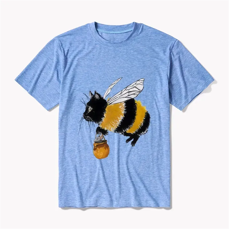 Kyoto-Lion Catbee Funny Cotton Blend T-Shirt