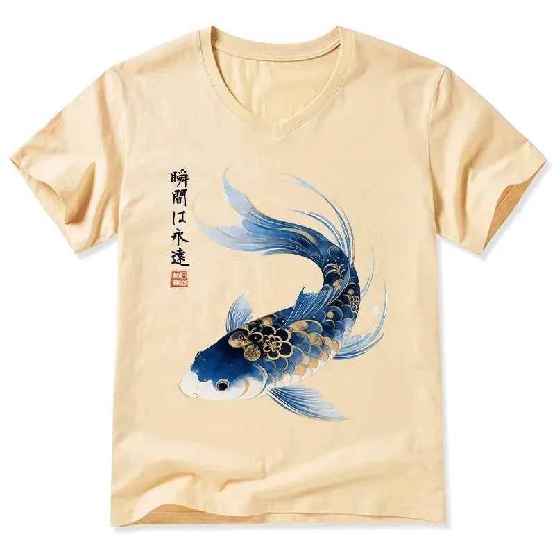 Japanese Elegant Koi Fish T-Shirt for Daily Wear