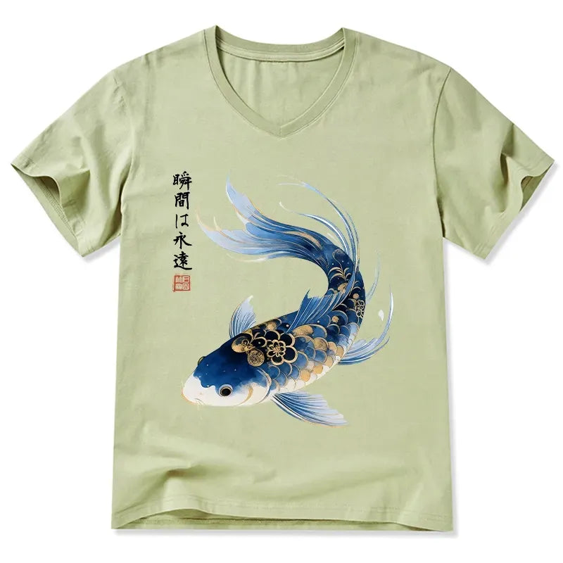 Japanese Elegant Koi Fish T-Shirt for Daily Wear