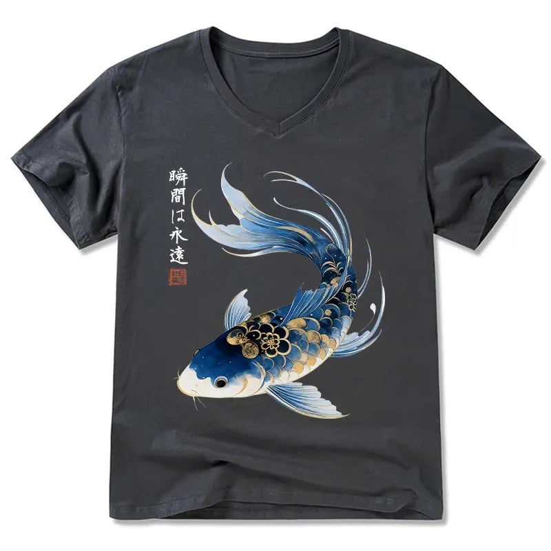 Japanese Elegant Koi Fish T-Shirt for Daily Wear