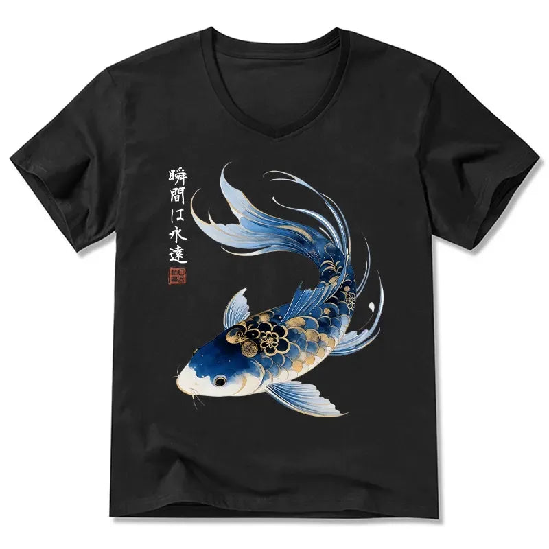 Japanese Elegant Koi Fish T-Shirt for Daily Wear