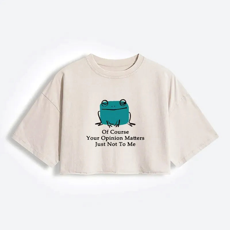 Kyoto-Lion Cool Frog Unbothered By Others Opinions Women's Washed Crop T-Shirt