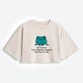 Kyoto-Lion Cool Frog Unbothered By Others Opinions Women's Washed Crop T-Shirt