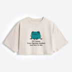 Kyoto-Lion Cool Frog Unbothered By Others Opinions Women's Washed Crop T-Shirt