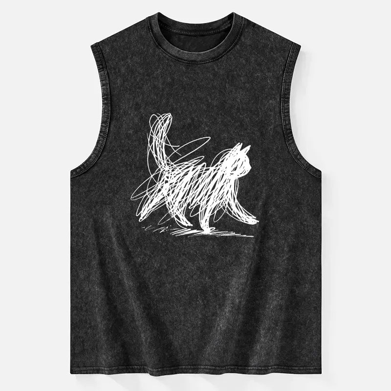 Japanese minimalist cat tank top