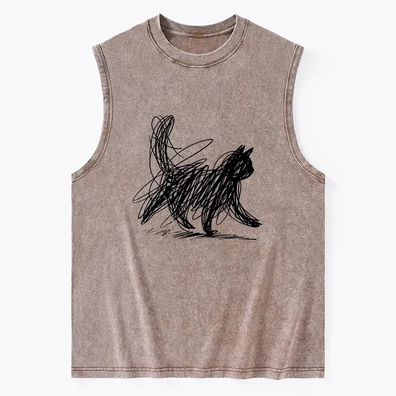Japanese minimalist cat tank top