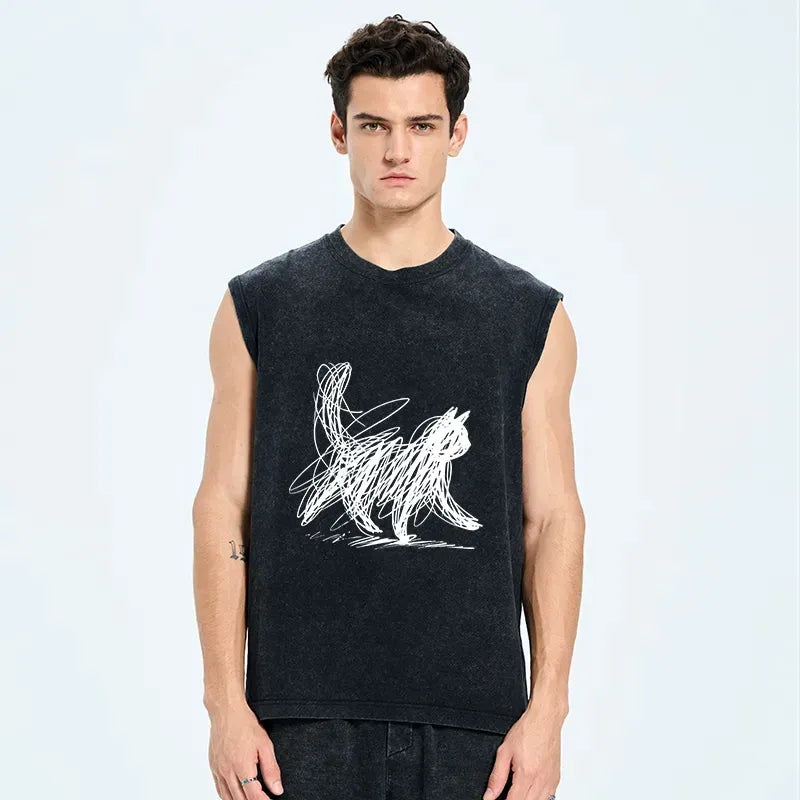 Kyoto lion art washed tank for summer