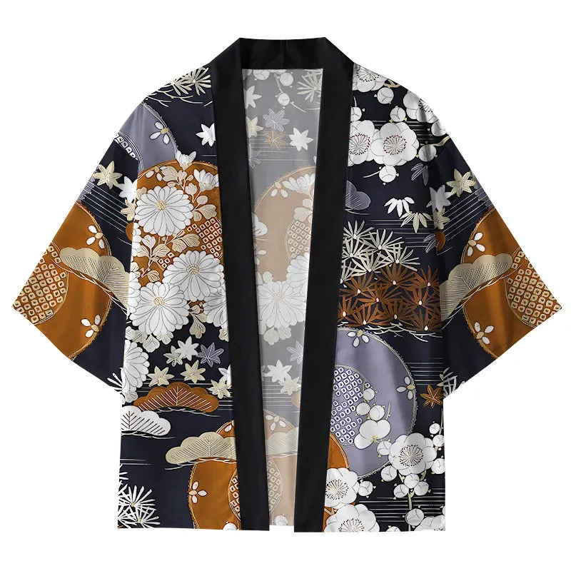 Japanese traditional flower kimono cardigan
