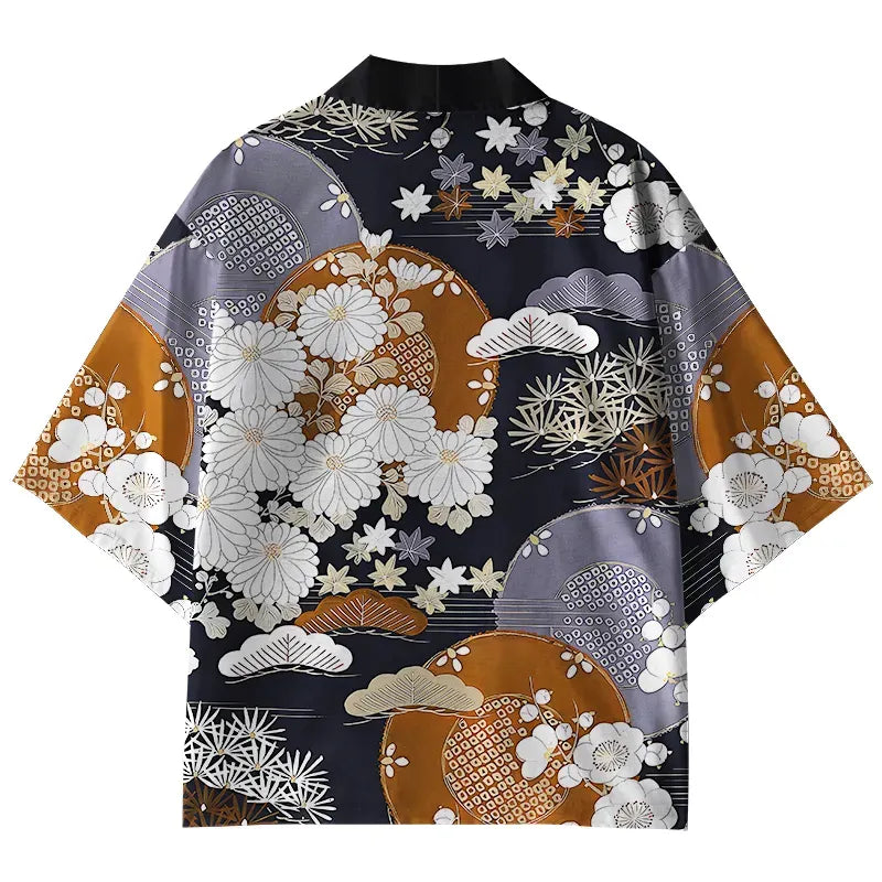 Japanese traditional flower kimono cardigan