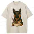 Kyoto-Lion German Shepherd Eating Ramen Washed T-Shirt