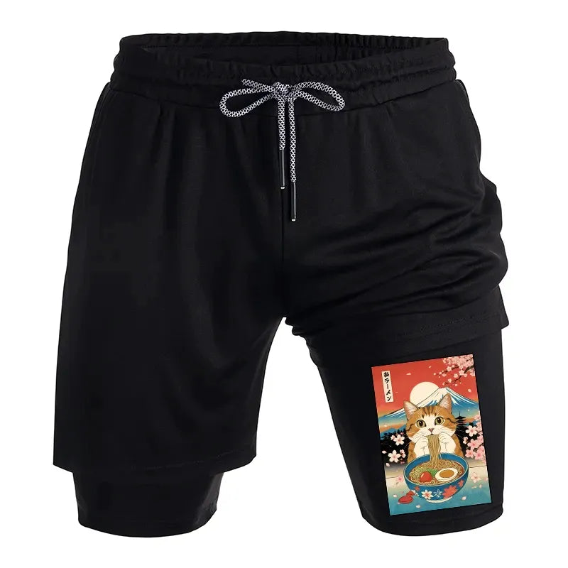 Cat Ramen Japan Streetwear Shorts