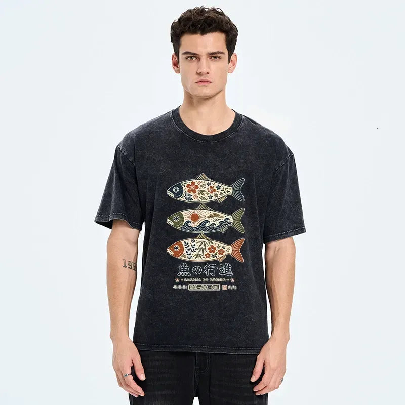 Japanese Sakura Waves T-Shirt for Summer