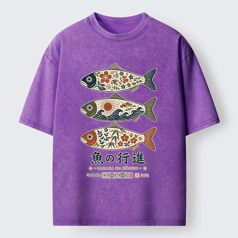 Japanese Sakura Waves T-Shirt for Summer