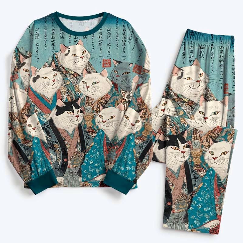 Kyoto-Lion cat nobles matching family pajamas