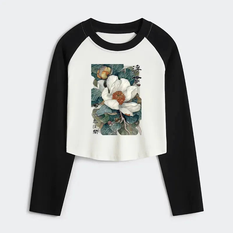 Japanese Magnolia Flower Ukiyoe Tee for Summer