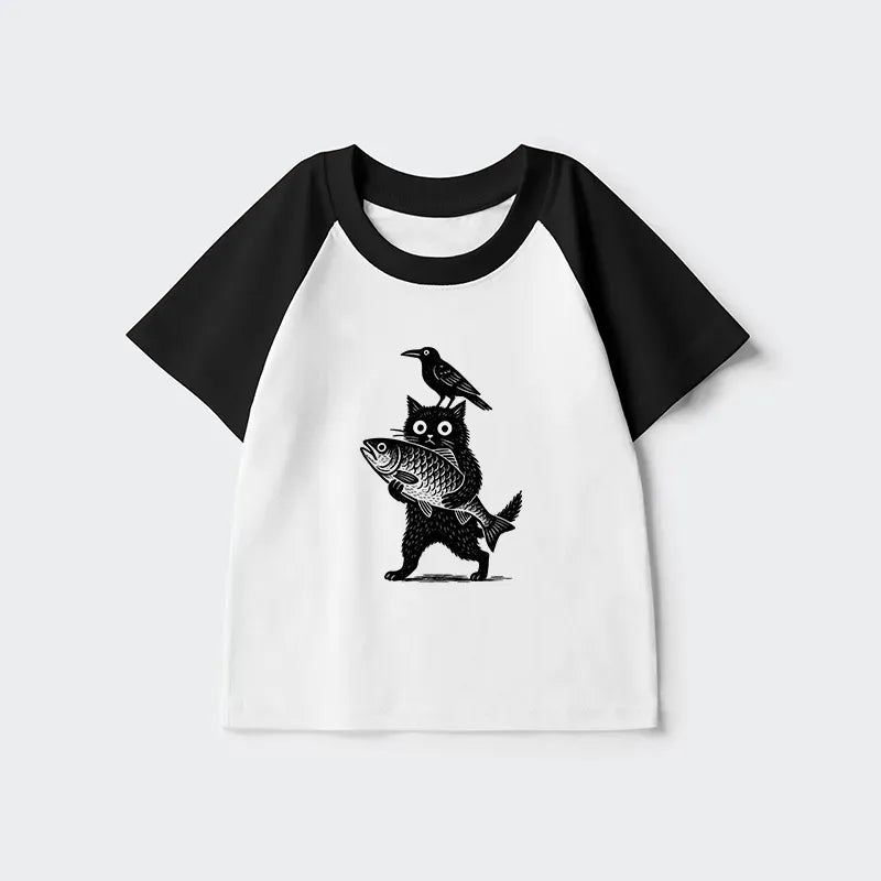 Japanese Style Black Raglan for Kids On Sale
