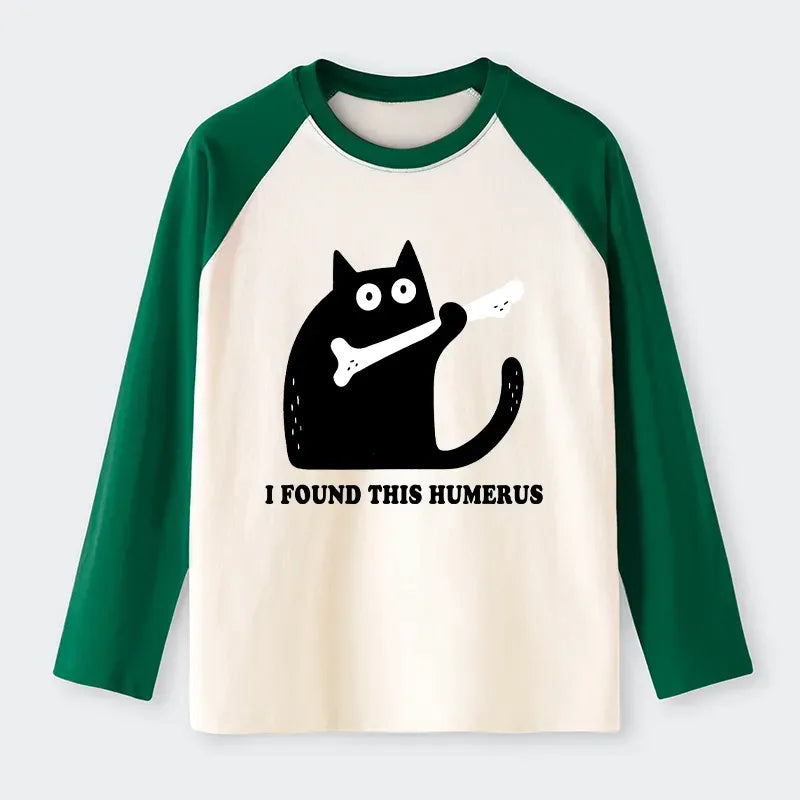 Kyoto-Lion Cat Found This Humerus Raglan Long Sleeve T-shirt