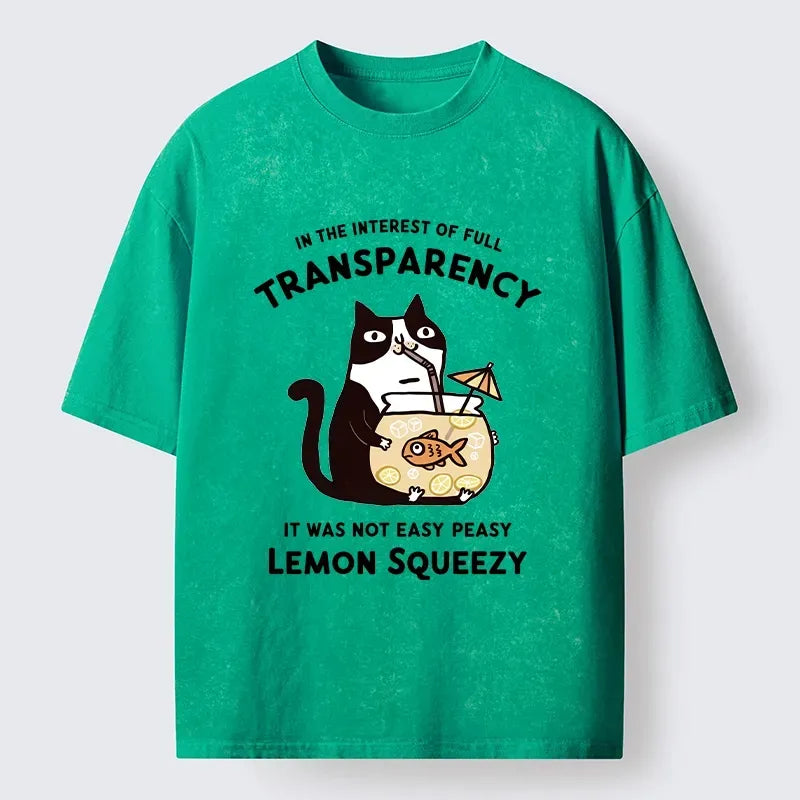 Kyoto-Lion Cat Stealing Fishbowl Lemonade Washed T-Shirt
