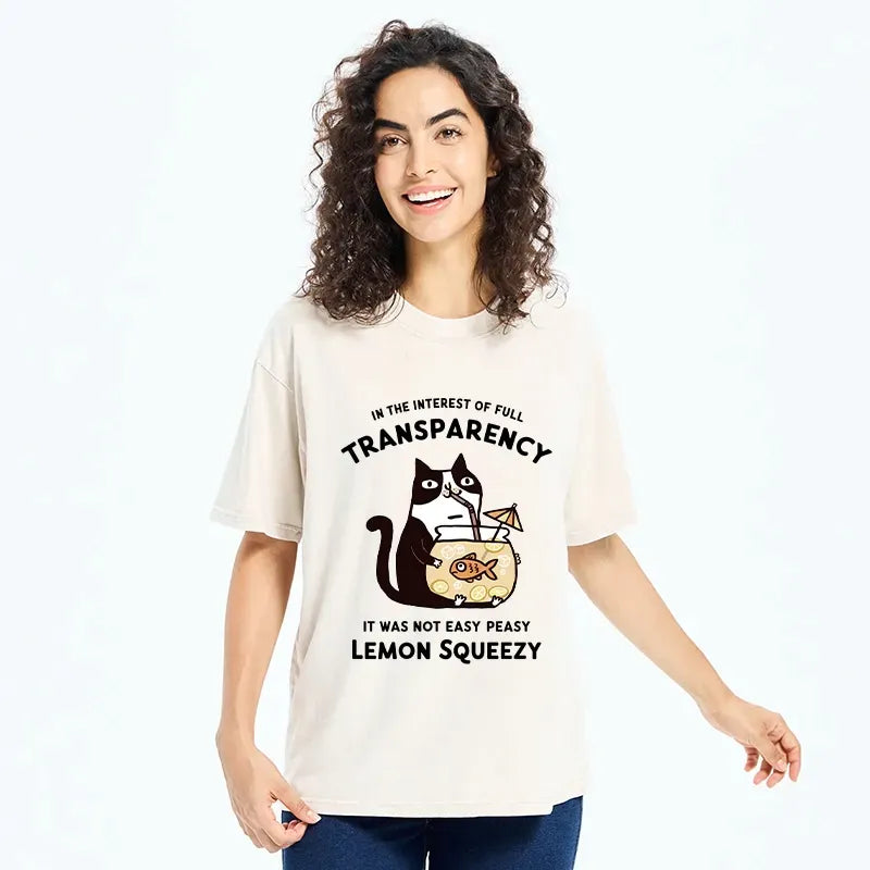 Kyoto-Lion Cat Stealing Fishbowl Lemonade Washed T-Shirt