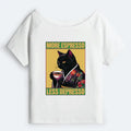 Kyoto-Lion Up Caffeine Down Depression Off Shoulder T-Shirt