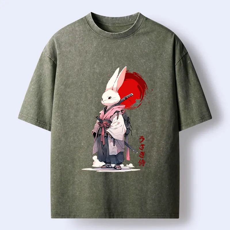 Kyoto-Lion Samurai Rabbit Washed T-Shirt