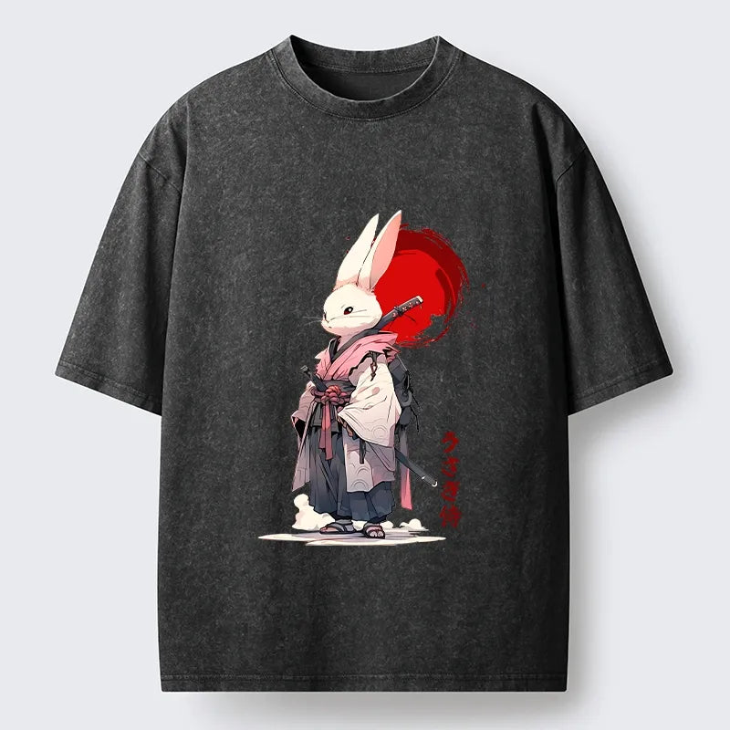 Kyoto-Lion Samurai Rabbit Washed T-Shirt